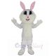 Smiling White Easter Bunny Mascot Costume Animal