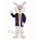 Easter Bunny Rabbit in Purple Coat Mascot Costume Animal