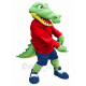 Green Alligator in Blue Sports Shorts Mascot Costume