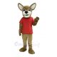 Brown Wildcat with Red T-shirt Mascot Costume Animal