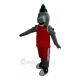 Grey Mustang Horse in Red Jersey Mascot Costume