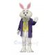 White Rabbit in Purple Coat Easter Bunny Mascot Costume
