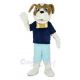 Saint Bernard Dog in Blue T-shirt Mascot Costume Animal