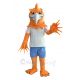 Orange Phoenix in Blue Pants Mascot Costume Animal