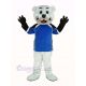Polar Bear with Blue Jessry Mascot Costume Animal