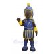 Royal Blue Spartan Warrior Brown Skin People Mascot Costume