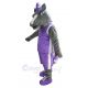 Gray Mustang Horse in Purple Vest Mascot Costume Animal