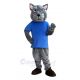 Panther in Blue T-shirt Mascot Costume Animal