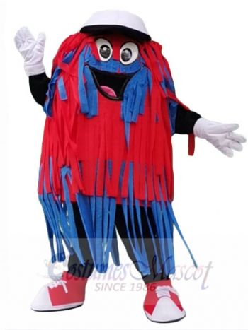 Blue and Red Car Wash Cleaning Brush Mascot Costume