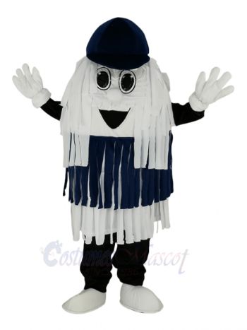 Blue and White Car Wash Cleaning Brush Mascot Costume