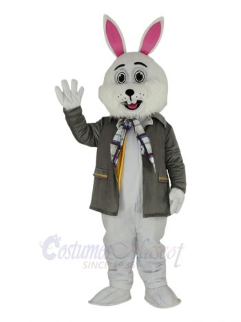 Easter Bunny Rabbit with Grey Coat Mascot Costume Animal
