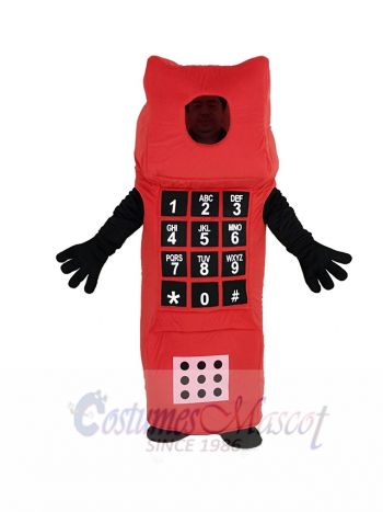 Red Open Face Cell Phone Mascot Costume