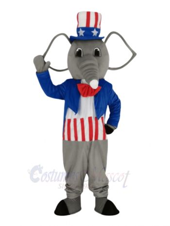 Realistic Patriotic Elephant Mascot Costume Animal