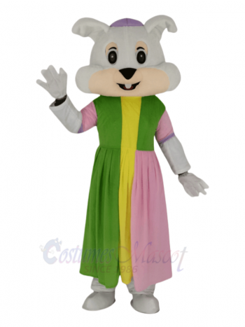 Easter Bunny Rabbit in Colorful Dress Mascot Costume Animal