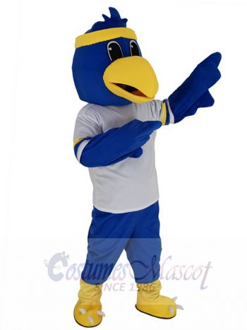Blue Falcon Eagle Mascot Costume Animal in White T-shirt