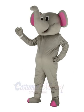 Gray Elephant with Pink Ears Mascot Costume Animal