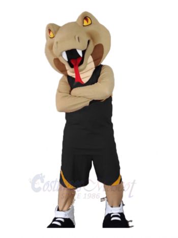 Cobra Snake in Black Clothes Mascot Costume Animal