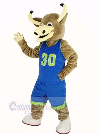 Texas Longhorns Bull in Blue Sportswear Mascot Costume Animal