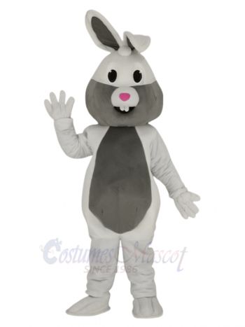 White and Grey Easter Bunny Rabbit Mascot Costume Animal