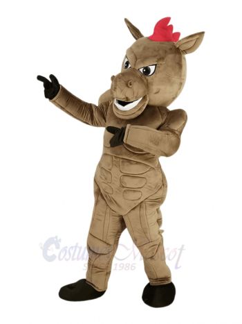 Power Brown Horse with Red Hair Mascot Costume Animal