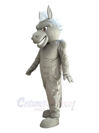 Power Gray Horse with White Hair Mascot Costume Animal