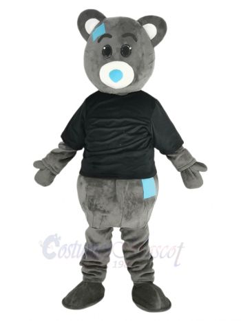 Teddy Bear with Black Coat Mascot Costume Animal