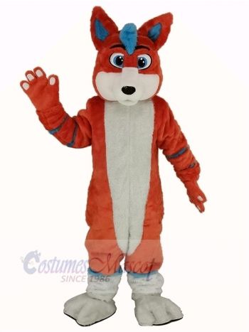 Orange and Blue Husky Dog Fursuit Mascot Costume Animal