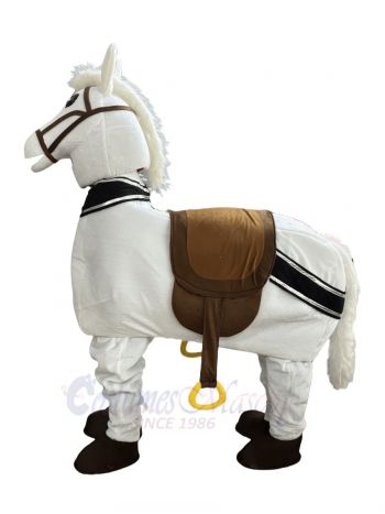 White New 2 Person Horse Mascot Costume Animal