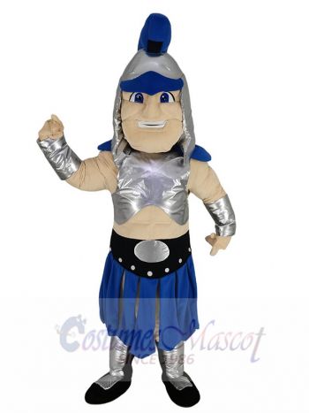Brave Blue Spartan Warrior Mascot Costume People	