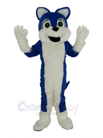 Blue and White Furry Husky Dog Mascot Costume Animal