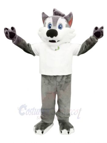 College Wolf with White T-shirt Mascot Costumes