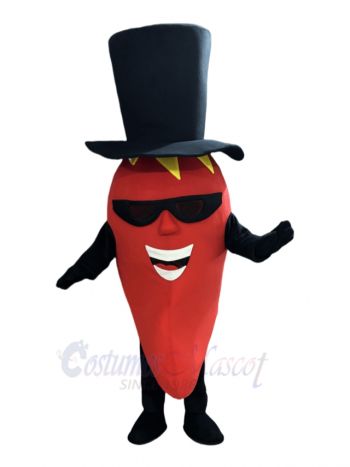 Chili Pepper with Black Hat Mascot Costume