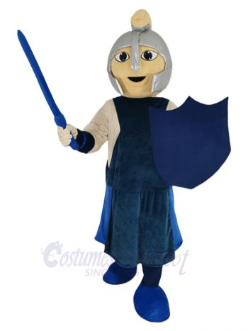 Cool Blue Spartan Warrior Mascot Costume People	