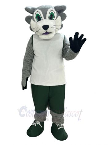 Gray Wolf in White Vest Mascot Costume Animal