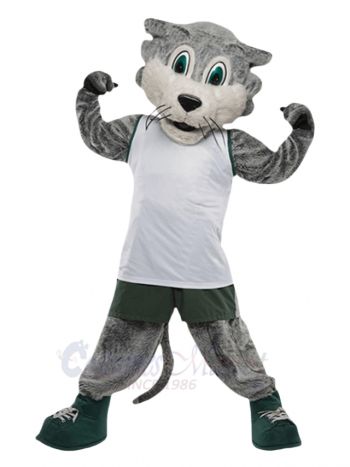 Cute Wolf Mascot Costume Animal in White Sport Vest