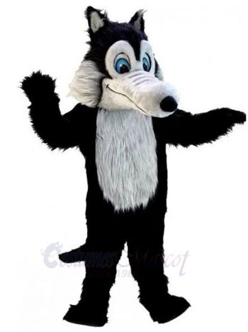 Black Wolf Plush with Gray Belly Mascot Costume