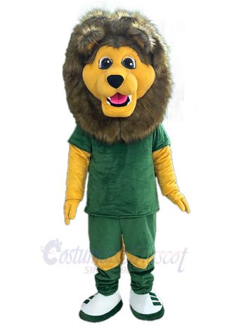Sport Lion in Green T-shirt Mascot Costume Animal