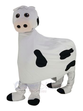 White 2 Person Cow Mascot Costume Animal