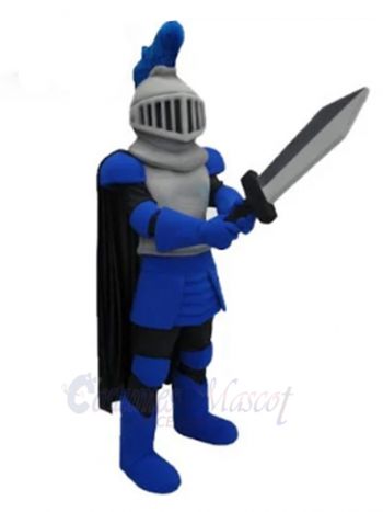 Handsome Blue Knight Mascot Costume 