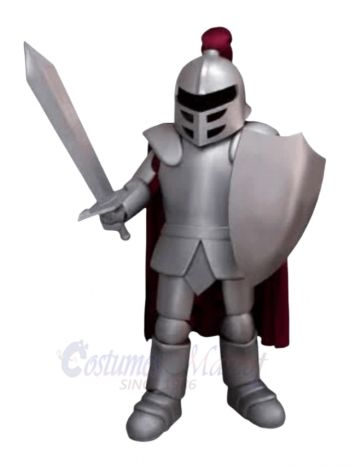 Strong Spartan Silver Knight Mascot Costume