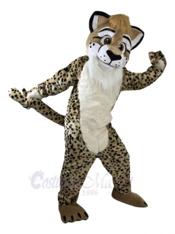 Yellow Leopard Mascot Costume with White Fur Animal