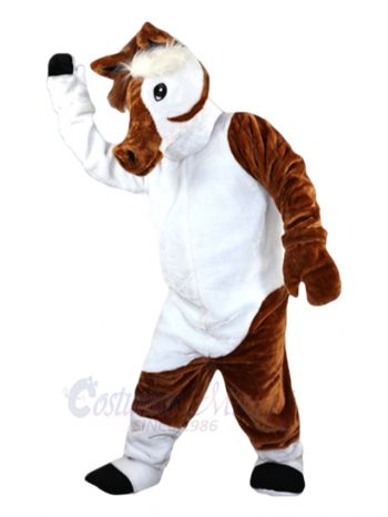 Brown and White Horse Mascot Costume
