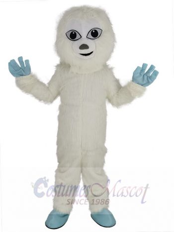 Cute White Yeti Snowman Mascot Costume Cartoon