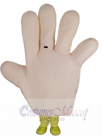 Walking Hand Yellow Back of Hand Mascot Costume