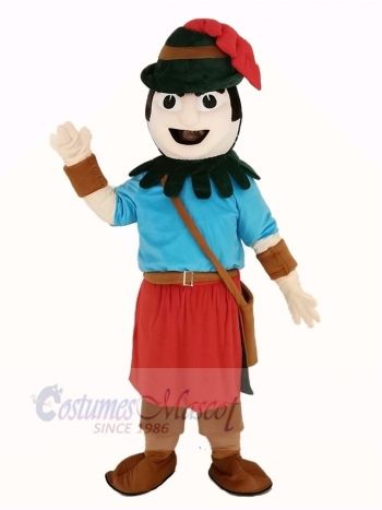 Robin Hood in Red Hat Mascot Costume People