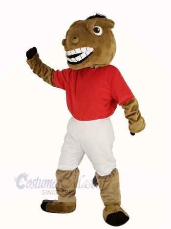 Horse in Red Jersey Mascot Costume Animal