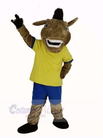 Broncho Horse in Yellow T-Shirt Mascot Costume Animal