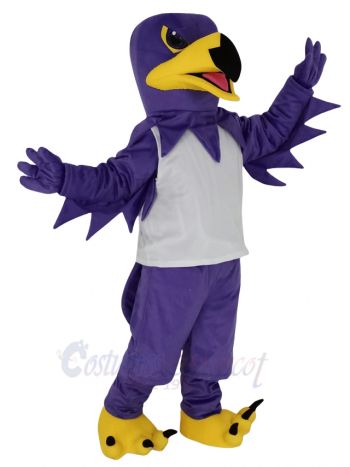Purple Night Hawk with White Vest Mascot Costume Animal