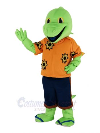 Cute Green Lizard Mascot Costume Animal