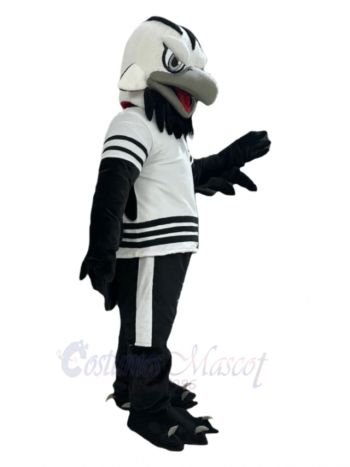 Black Eagle in White T-shirt Mascot Costume Animal
